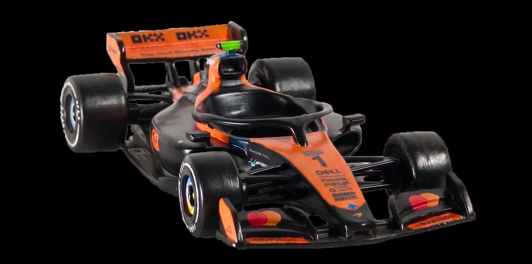 MCL-40 model car, papaya and black #1 livery