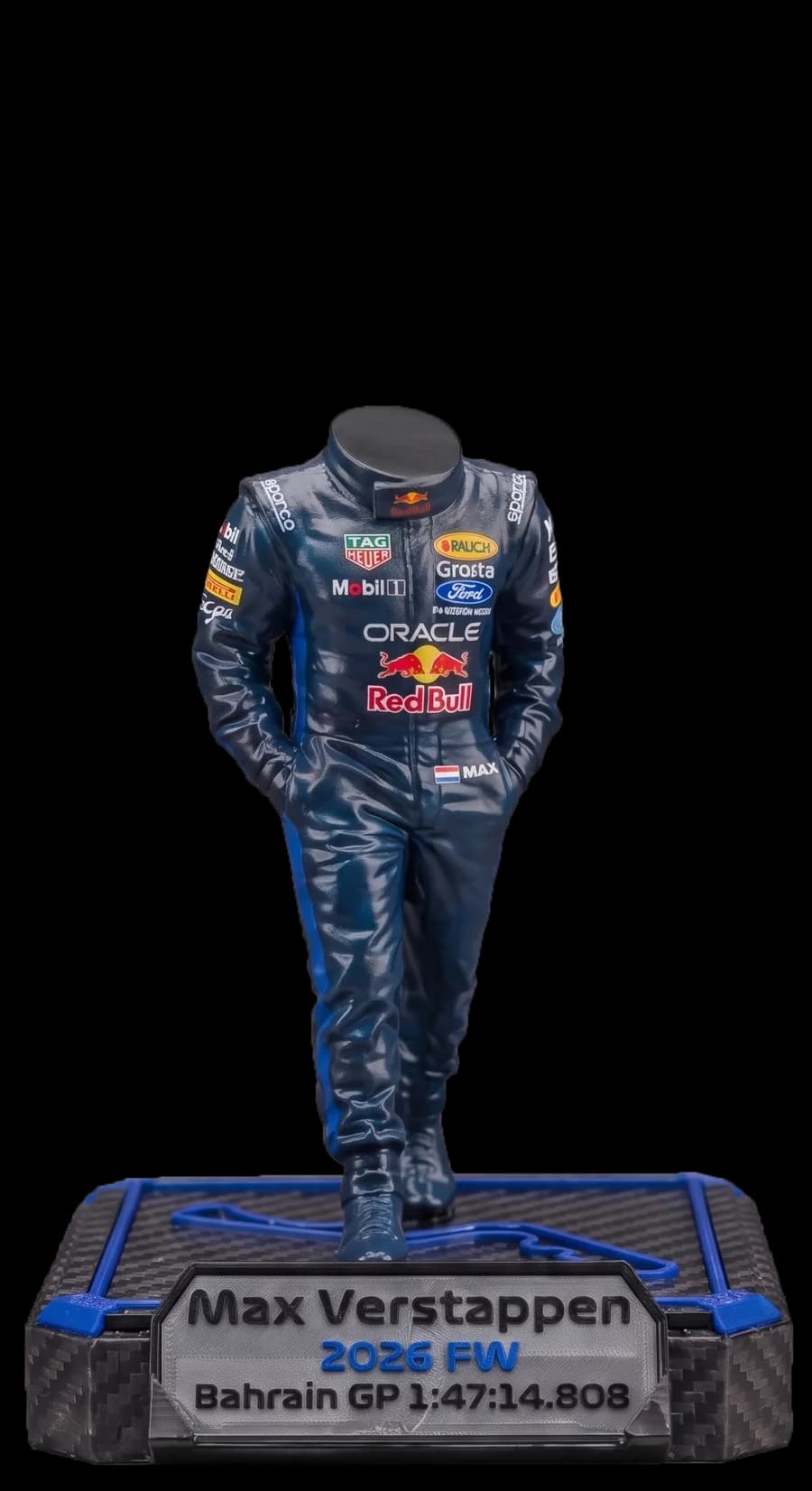 Max Verstappen figure on a carbon fiber base